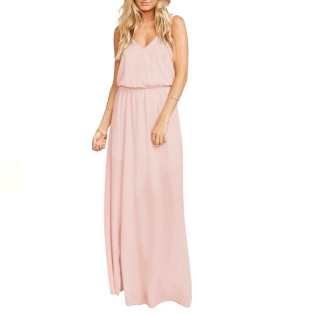 BCBGMaxazria Marlynn Sleeveless Sequin Trim Chiffon Maxi Dress Dusty Pink XXS